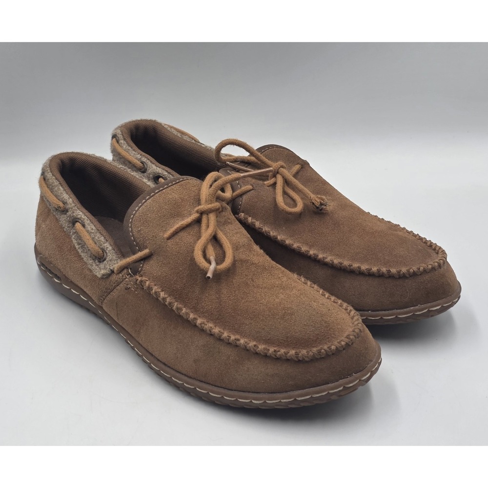 Patagonia Brown Suede Moc Toe Boat Shoes Wool Lined‎ Moccasin Mens Size 8